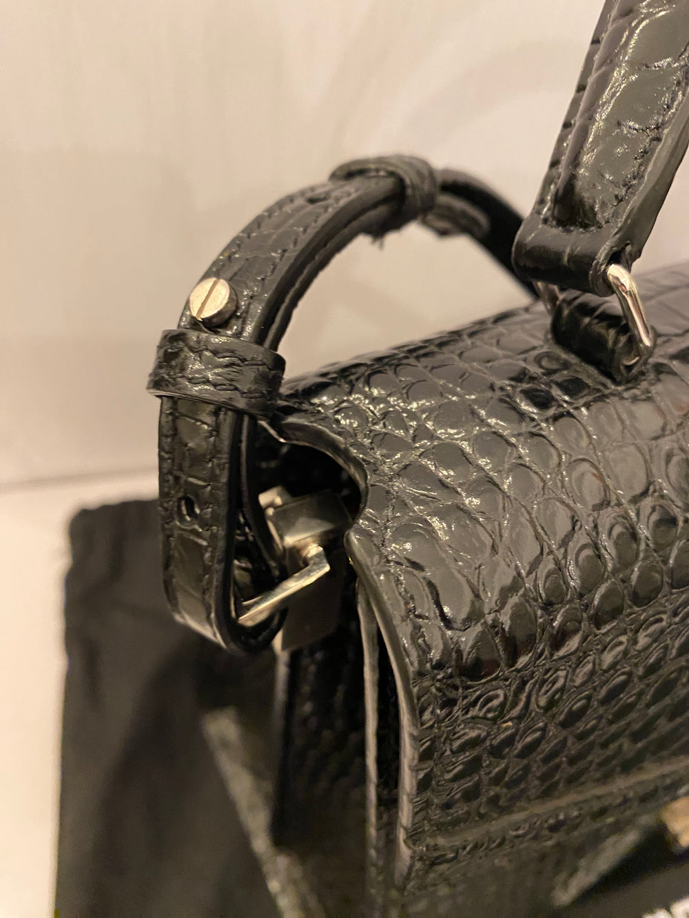 Yves Saint Laurent Cassandra Embossed Black Leather Bag (As New)