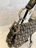 Pre Loved Christian Dior Black Oblique Saddle Bag - Vintage