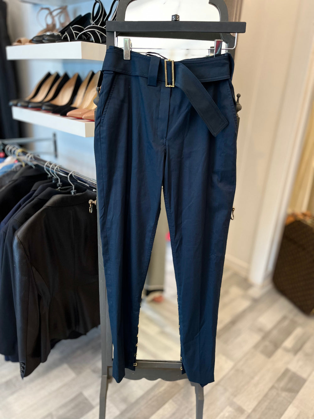 Pre Loved Yves Saint Laurent Navy Paper Bag Trousers