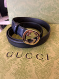 Gucci Black GG Interlocking Buckle Belt 80cm (fits U.K. 8)