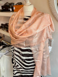 Pre Loved Salvatore Ferragamo silk & cashmere light pink/peach scarf (new)