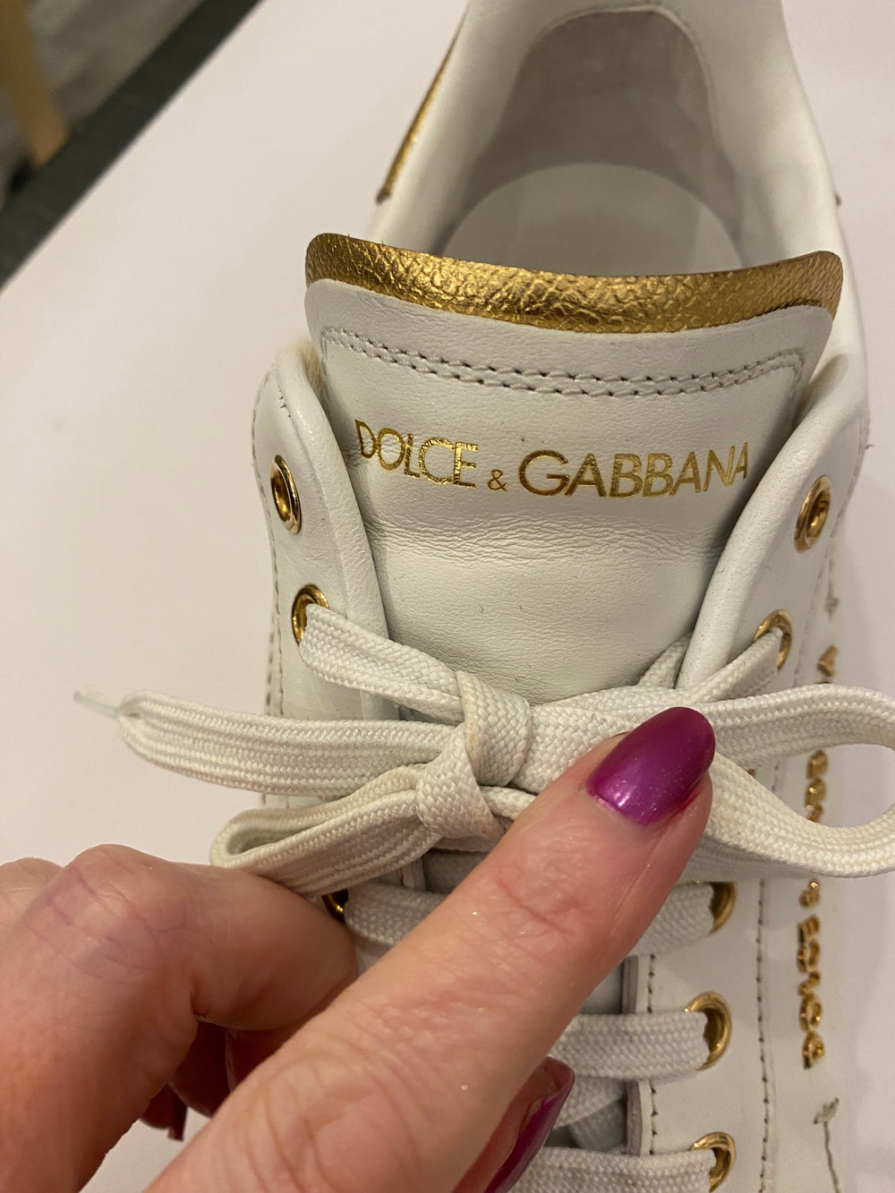 Pre Loved Dolce & Gabbana Portofino Pearl Trainers uk7