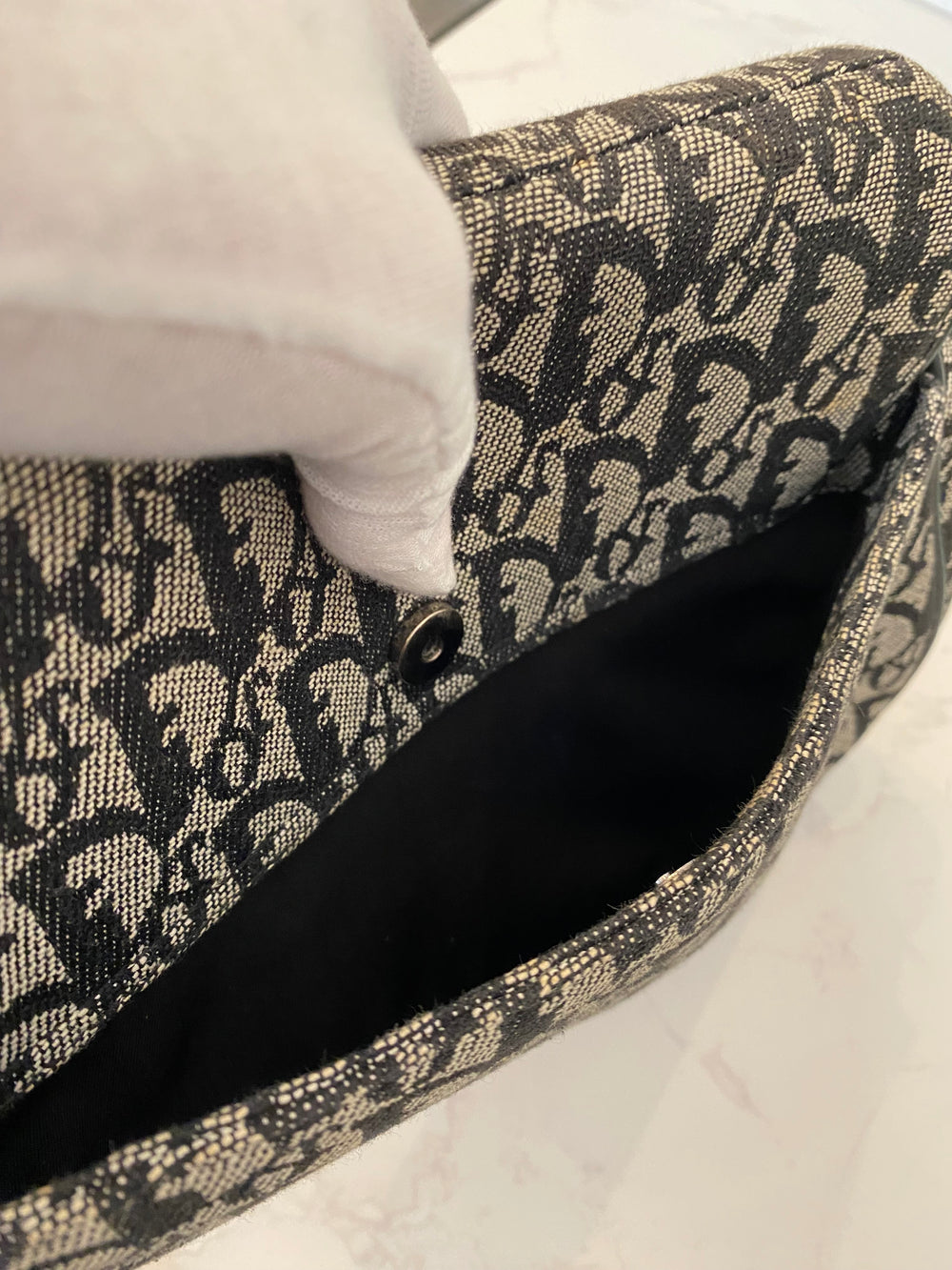 Pre Loved Christian Dior Black Oblique Saddle Bag - Vintage