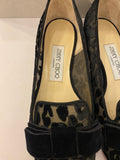 Pre Loved Jimmy Choo Black Devore Velvet Flats uk3 (new)