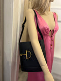 Pre Loved Gucci Horsebit Bucket Bag in Black Leather