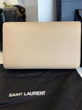 Pre Loved Saint Laurent Medium Kate Crossbody Bag in Beige with Gold Tone Hardware (excellent)
