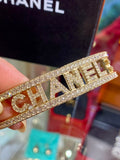 Chanel Crystal Strass CHANEL & CC Logo Cuff Bracelet (reserved)