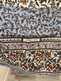 Pre Loved Hermes Chasse En Inde 90 cm silk scarf in blues and greys - New