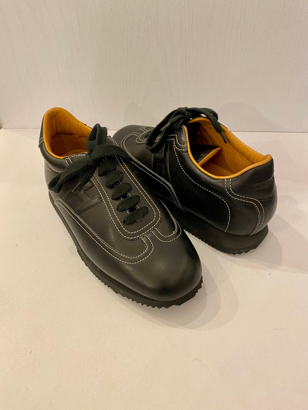 Pre Loved Hermes Quick Black Leather Trainers uk4 (excellent)