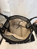 Pre Loved Chanel Deauville Tote Bag Leather Handles & Fabric & Chain Straps