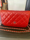 Pre Loved Chanel Wallet on Chain in Red Caviar Leather (excellent)