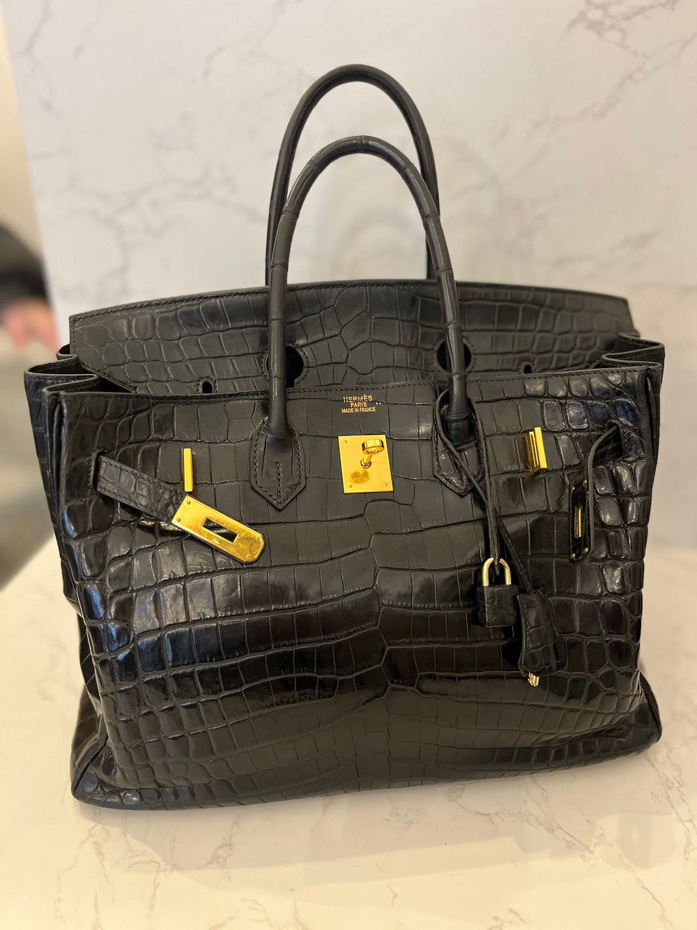 Pre Loved Hermes Birkin 35 in Black Certified Exotic Leather