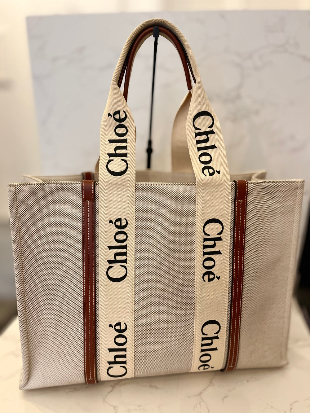 Pre Loved Chloe Large Woody Canvas Tote Bag (new)