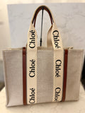 Pre Loved Chloe Large Woody Canvas Tote Bag (new)