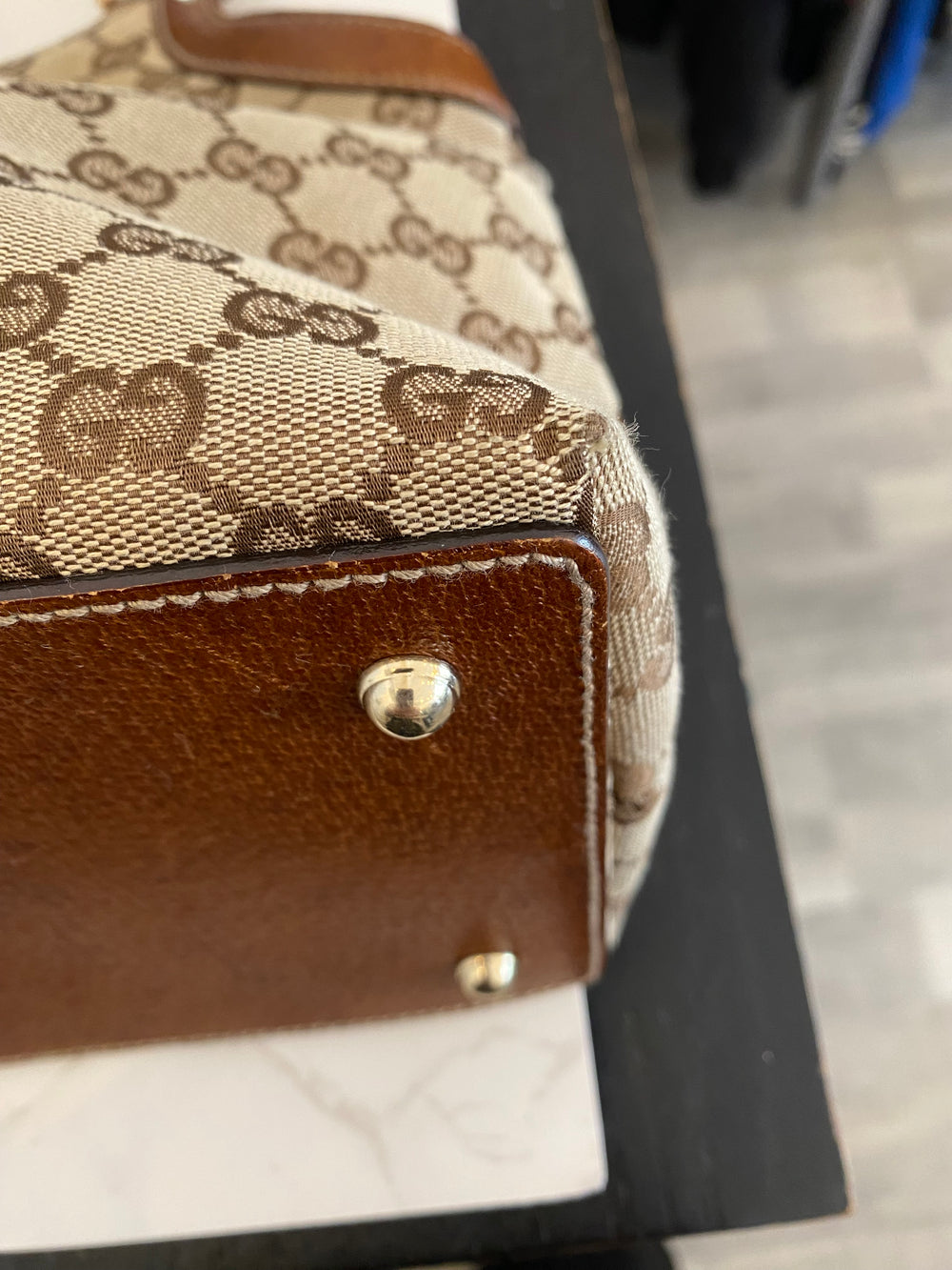 Pre Loved Vintage Gucci Bamboo GG Shopper