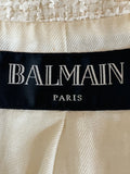 Pre Loved Balmain Double Breasted Cream Boucle Blazer size 40 fits UK 12