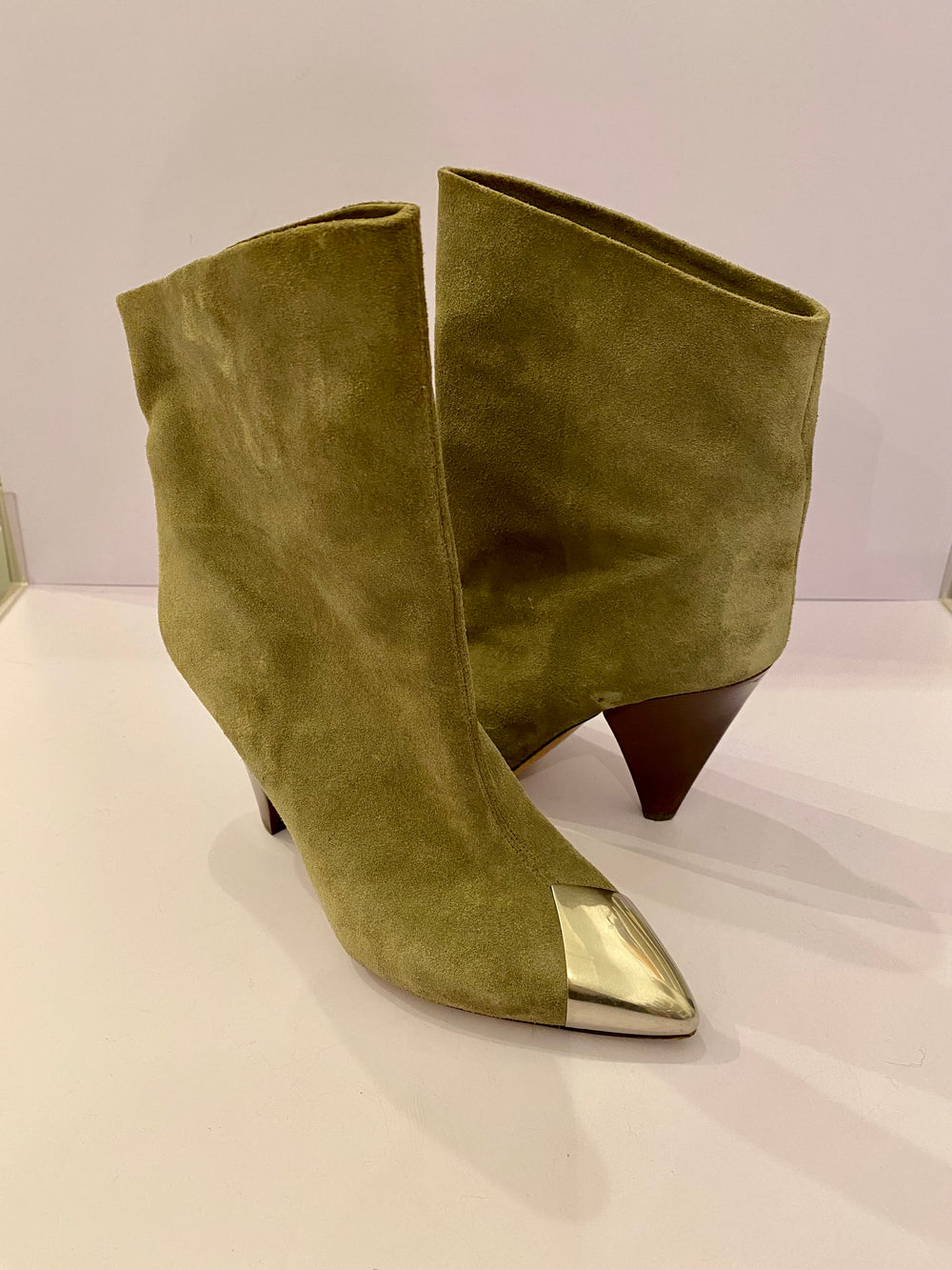 Pre Loved Isabel Marant Lapee Khaki Suede Ankle Boots Uk 5