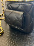 Chanel Quilted Crossbody Vanity Case in Black Leather