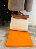 Hermes Herbag Satchel in Beige Canvas and Tan Leather 39