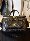 Chanel Quilted Crossbody Vanity Case in Black Leather