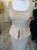 Pre Loved Tom Ford Champagne Gold Peplum Dress UK 6