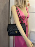 Pre Loved Chanel Double Flap Jumbo in Black Caviar Leather (excellent)