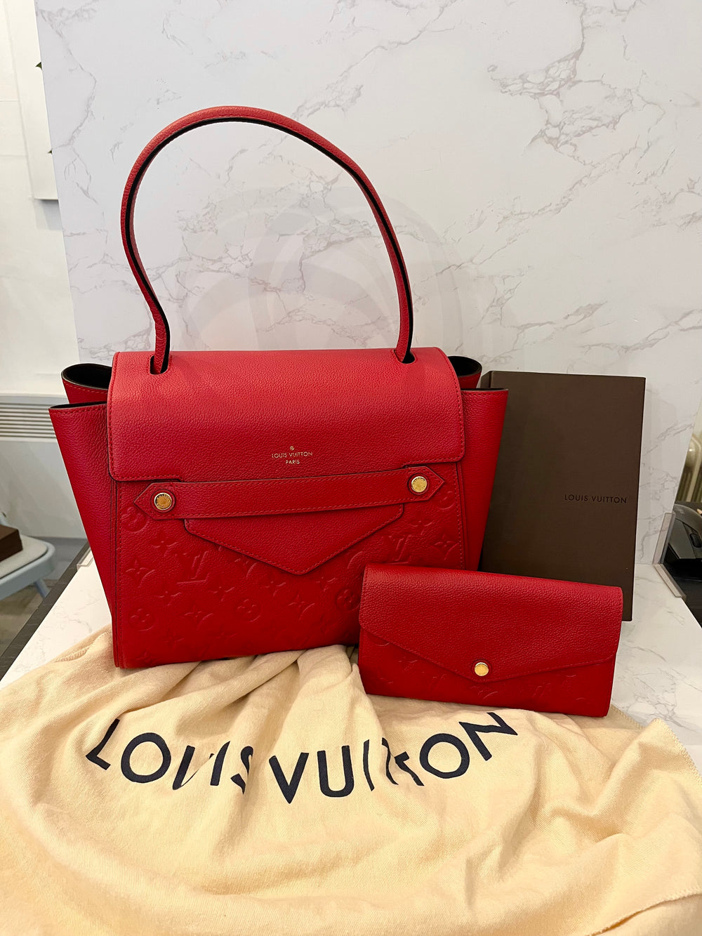 Pre Loved Louis Vuitton Trocadero Bag in Red Empreinte Leather (matching purse listed separately)