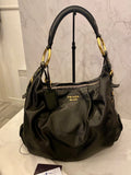 Pre Loved Vintage Prada Black Leather Slouchy Hobo Bag