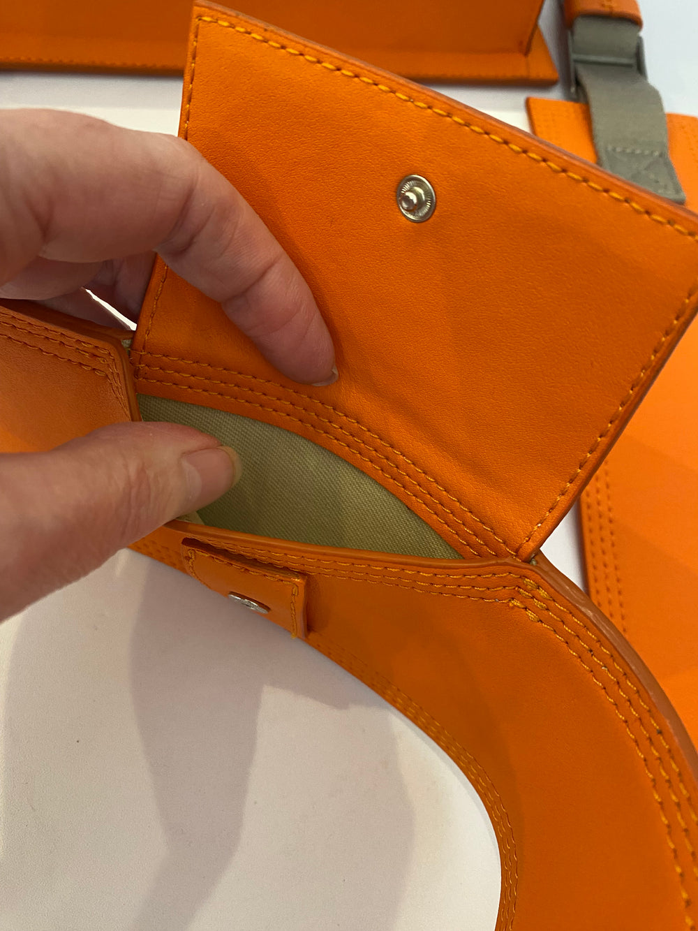 Pre Loved Jacquemus Le Bambino Homme Flap Bag in Orange (as new)