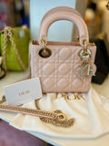 Pre Loved Lady Dior Mini Handbag in Powder Pink with Diamantés (new)