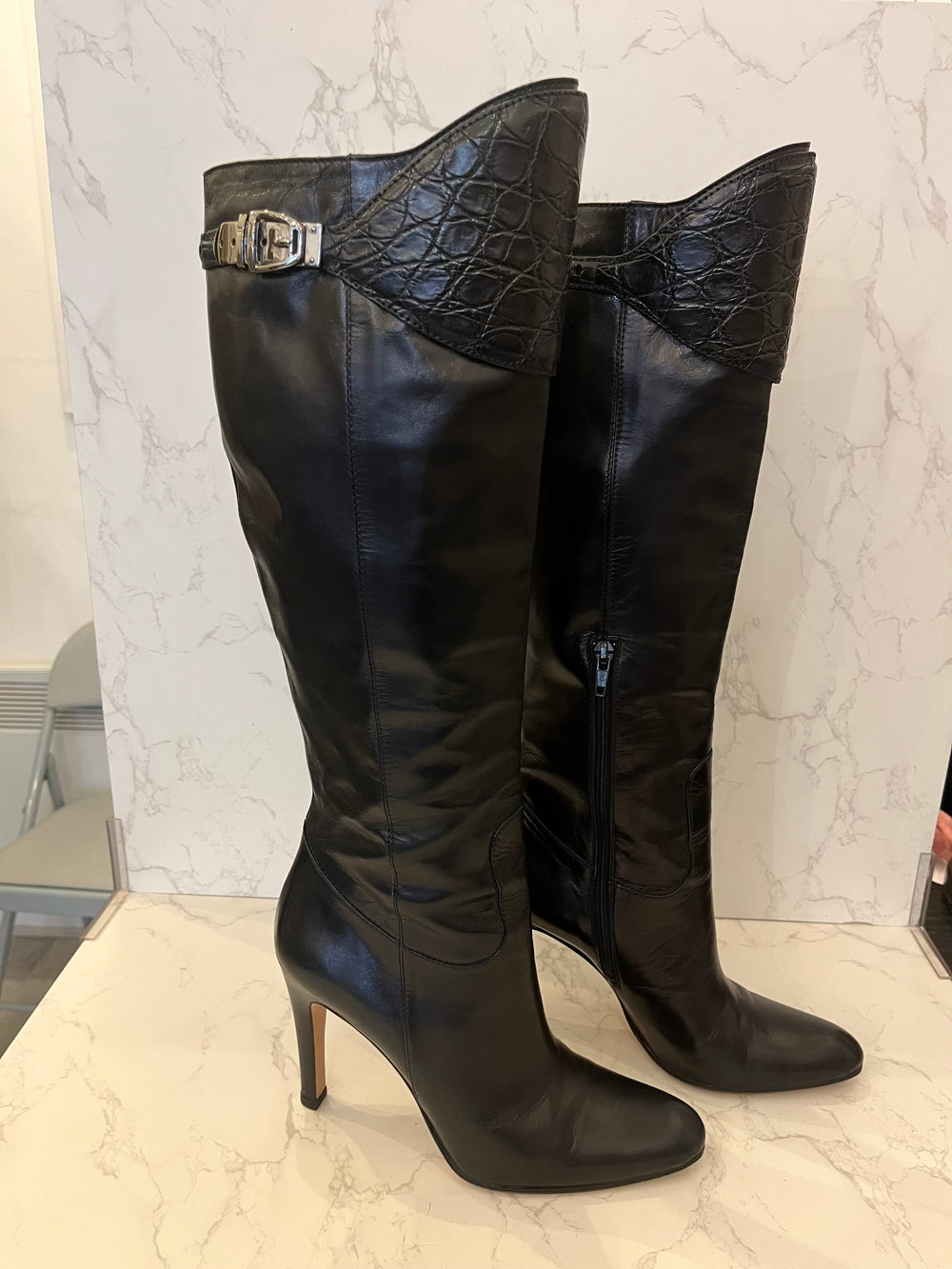 Gucci Knee Length Heeled Boots Size UK5 (excellent)