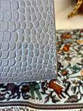 Pre Loved Saint Laurent Small Sac de Jour handbag in grey exotic embossed leather