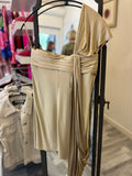 Hermes Vintage Gold Draped Mini Dress FR40 UK 12