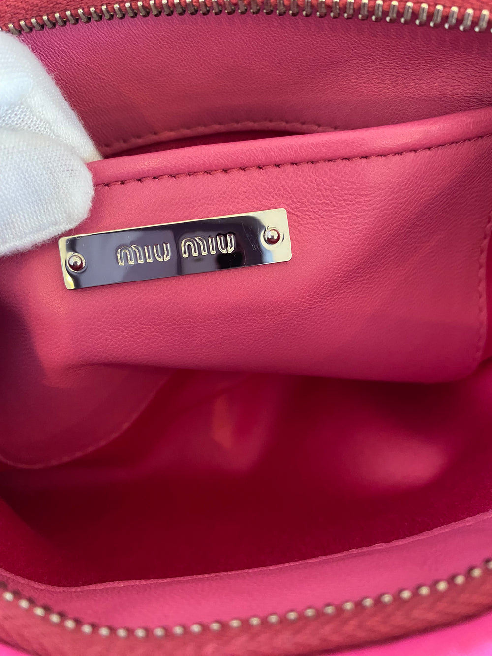 Pre Loved Miu Miu Pink Cotton Crystal Shoulder /Clutch Bag