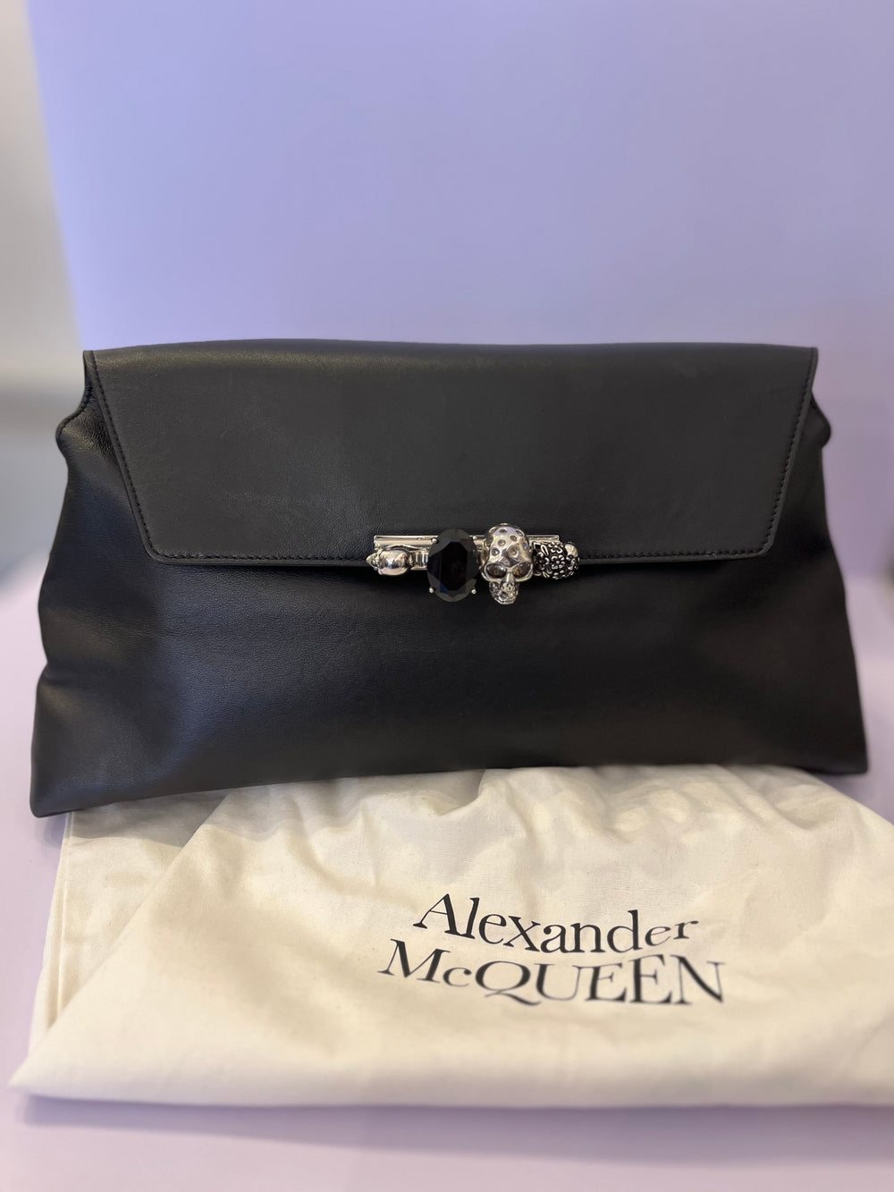 Pre Loved Alexander McQueen Large Four Ring Clutch