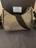 Pre Loved Prada Crystal Embellished Re-Edition 2005 Crossbody Bag (as new)