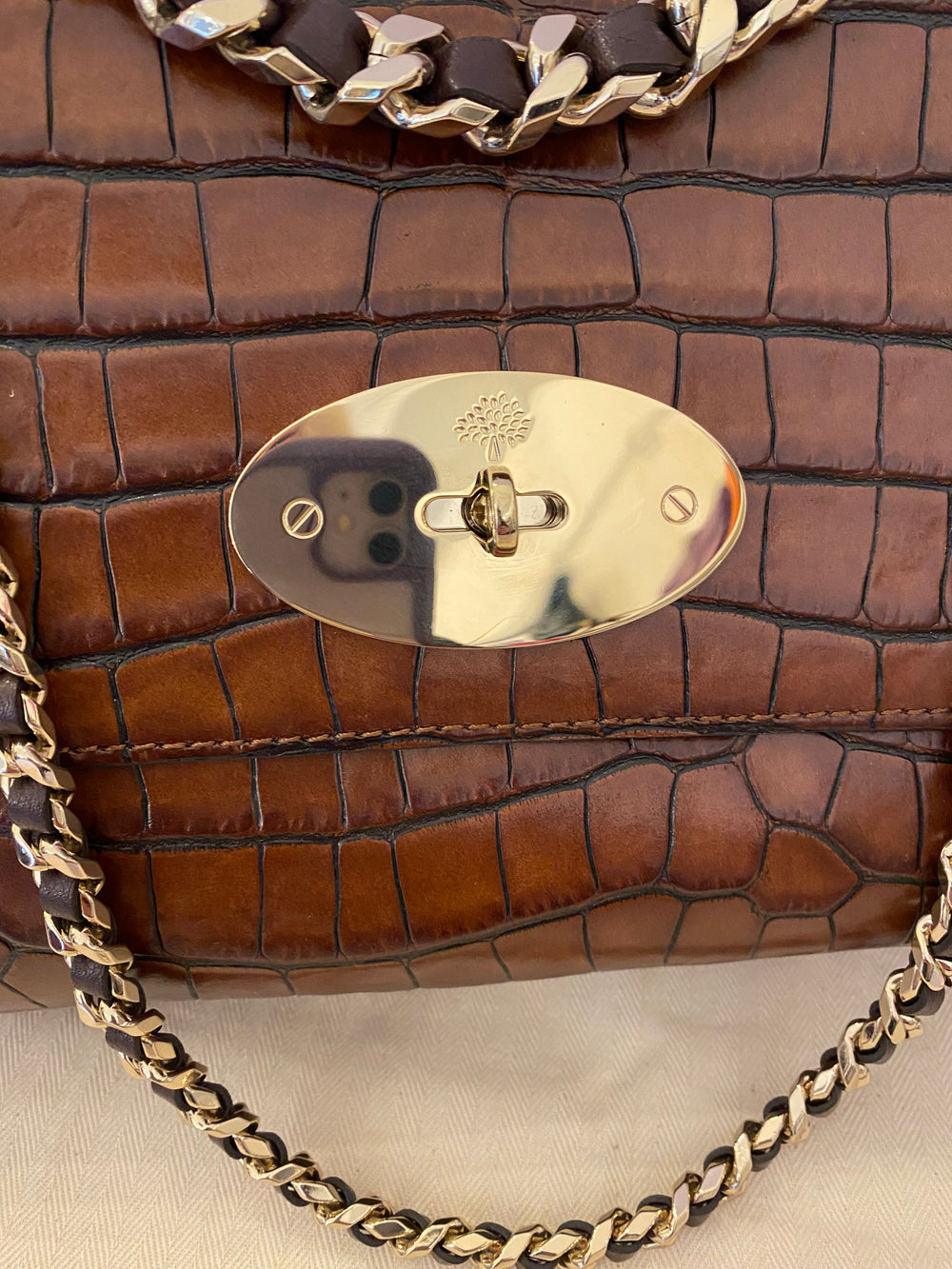 Pre Loved Mulberry Lily Re-Design in Brown Croc Effect - excellent