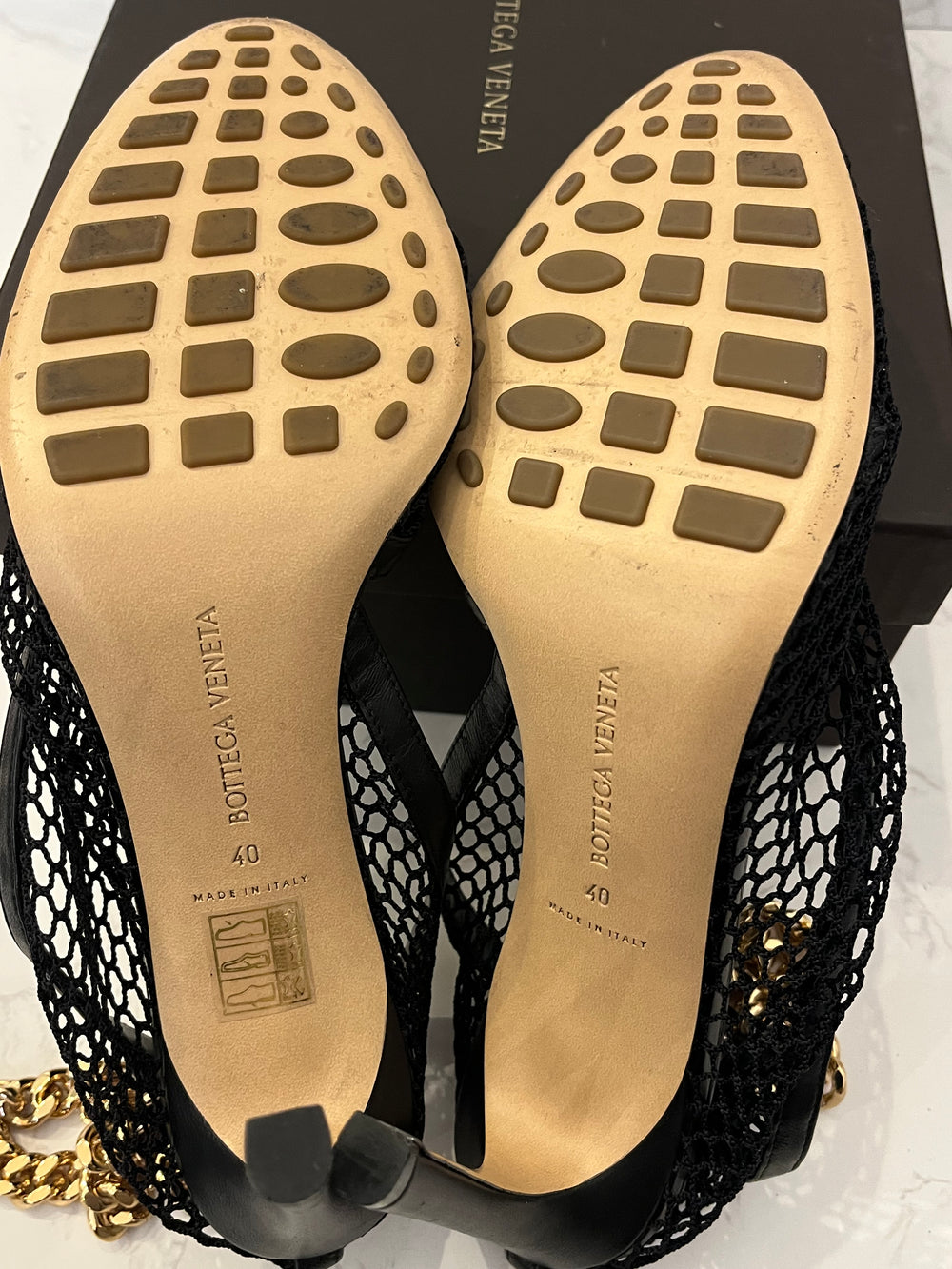 Pre Loved Bottega Veneta Black Mesh Heels size UK 7 New