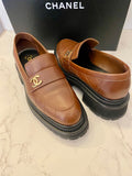 Pre Loved Chanel Brown Quilted Loafers UK 5.5 (excellent)