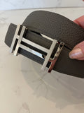 Pre Loved Hermes H Reversible Leather Belt in Grey & black size 85cm