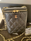 Pre Loved Chanel Mini Vanity Case in Black Cavier Leather - Excellent