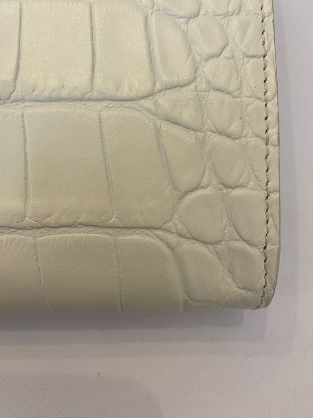 Pre Loved Alexander McQueen Jewelled Embossed Clutch in Cream (excellent )