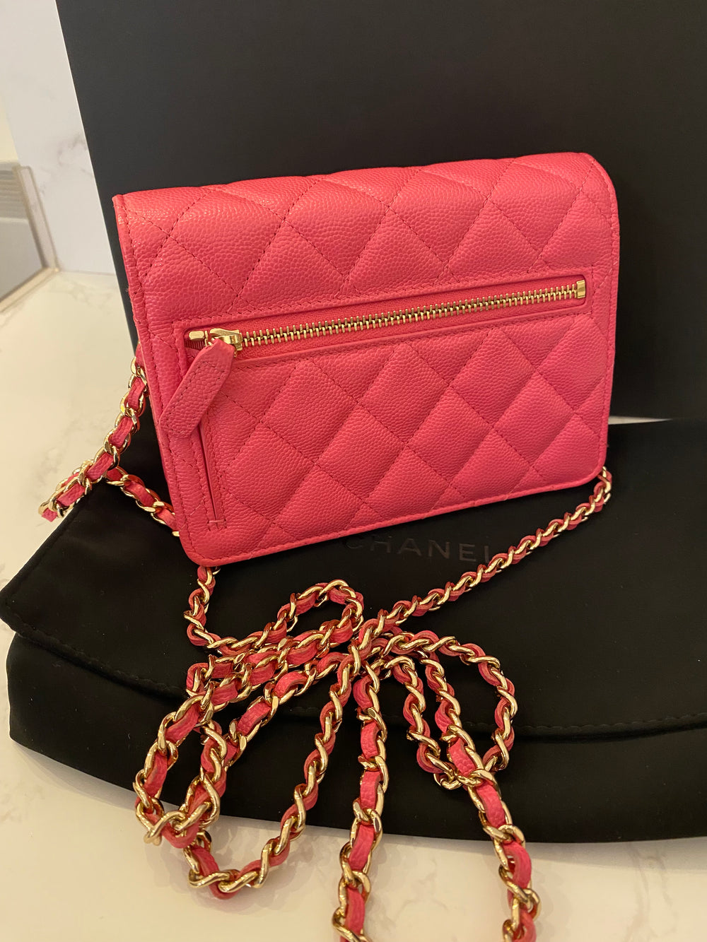 Pre Loved Chanel Mini Wallet on Chain in Pink 2020 (excellent)