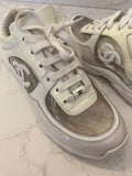 Pre Loved Chanel Off White Patent Leather Trainers UK3.5