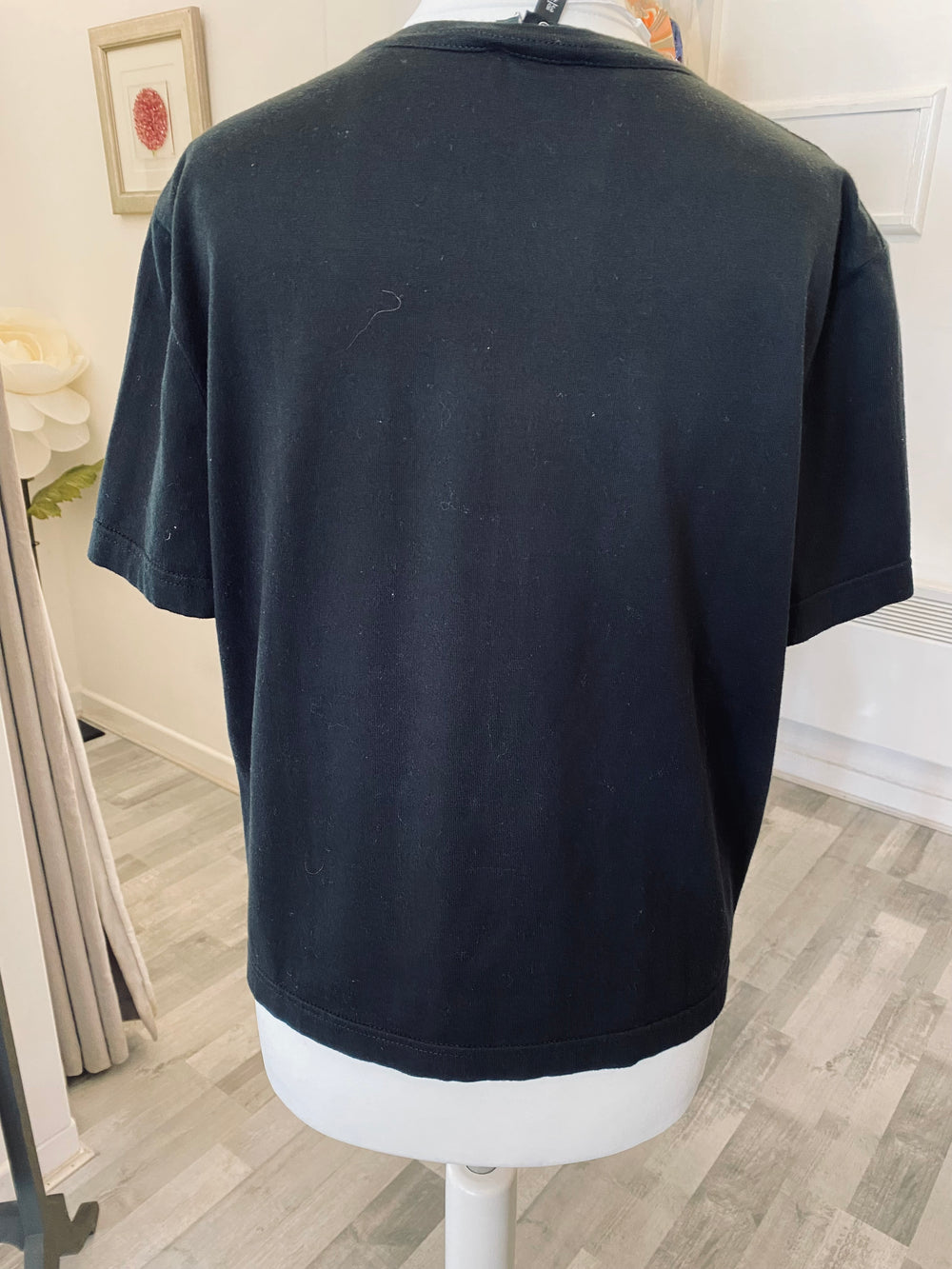 Pre Loved Chanel Black Cutout Logo Tee-Shirt Size UK10/12 (new)