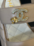 Pre Loved Chanel Beige Leather Dad Sandals UK 5 (new)