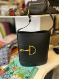 Pre Loved Gucci Horsebit Bucket Bag in Black Leather