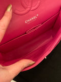 Pre Loved Chanel Classic  Double Flap Bag in Cerise Pink Patent Leather