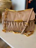 Pre Loved Miu Miu Matalasse Leather Shoulder Bag in Cammeo