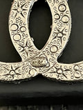 Pre Loved Chanel Gunmetal Tone & Crystal CC Brooch